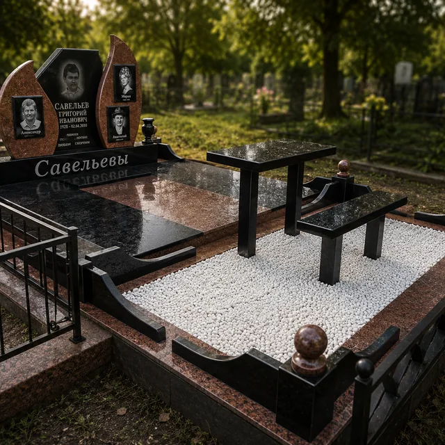 Гранітний меморіальний комплекс зі столиком і лавкою у Миколаєві