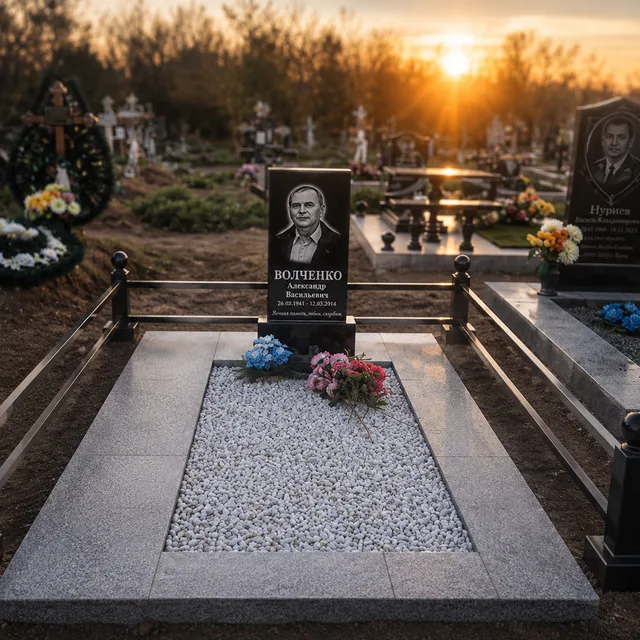 Огорожа зі стовпчиками та білим щебенем для місця поховання у Миколаєві