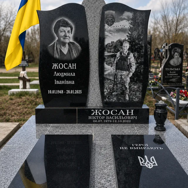 Родинний гранітний пам’ятник з військовим мотивом у Миколаєві